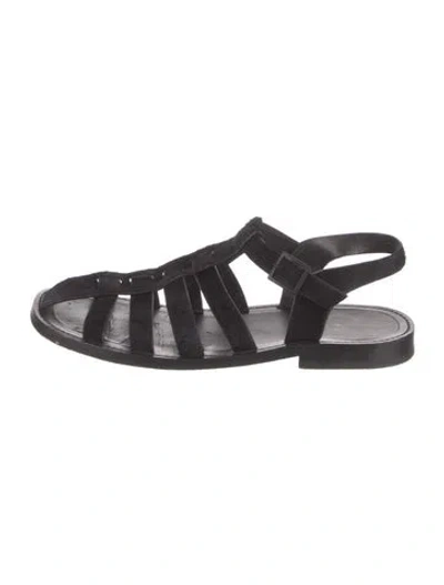 Pre-owned The Row Fisherman Ponyhair Gladiator Sandals In Black