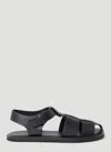 The Row Fisherman Leather Sandals In Black