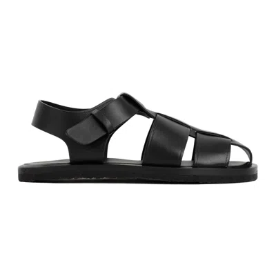 The Row Fisherman Leather Sandals In Black