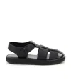 The Row Fisherman Leather Sandals In Black