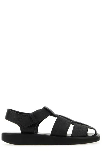 The Row Fisherman Strappy Sandals In Blk Black