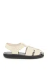 The Row Off-white Leather Fisherman Flat Sandals In Ivr - Ivory
