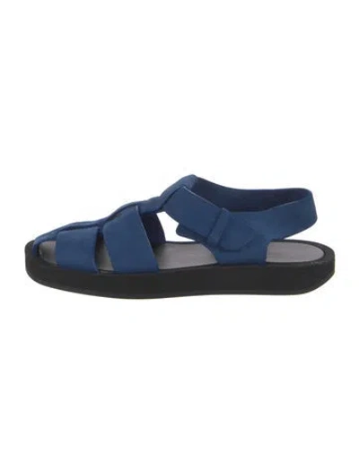 Pre-owned The Row Fisherman Suede Slingback Sandals In Blue