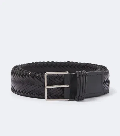 The Row Fisherman Woven Leather Belt In Black