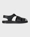 The Row Fisherman Leather Sandals In Black
