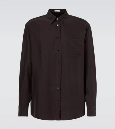 The Row Fiska Silk Shirt In Brown