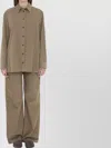 The Row Fitted Corduroy Shirt Featuring Pointed Collar In Brown