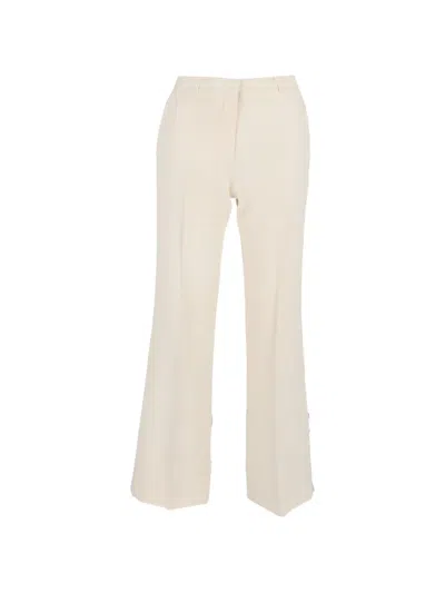 Pre-owned The Row Flared Cotton Trousers In Neutral