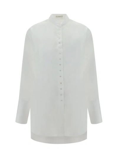 The Row Flared Hem Buttoned Shirt In White