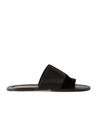 The Row Flat Sandals In Black