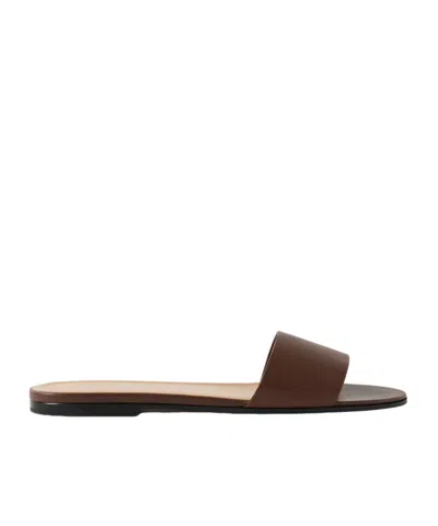 The Row Flat Sandals In Brown