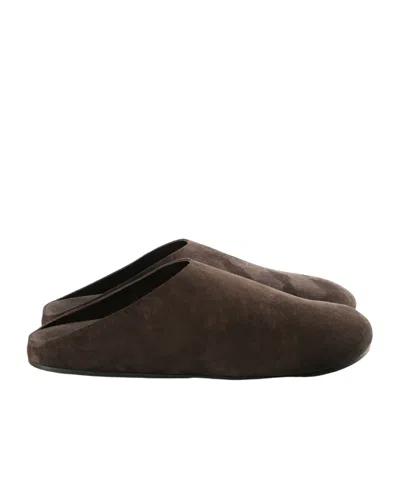 The Row Flat Slippers In Black