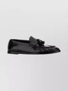 The Row Flat Sole Leather Loafers Featuring Tassel Detail In Black