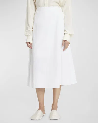 The Row Fleur Gathered A-line Midi Skirt In Off White