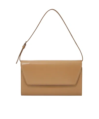 The Row Evening Leather Clutch In Beige