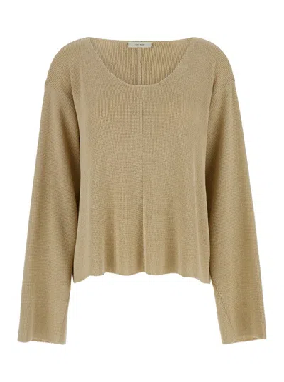 The Row Flo Linen Knit Sweater In Beige