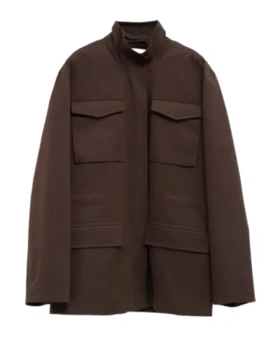 The Row Floriana High Neck Jacket In Brown