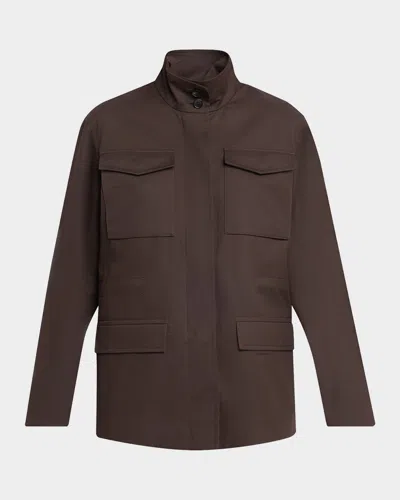 The Row Floriane Cotton-cashmere Utility Jacket In Brown