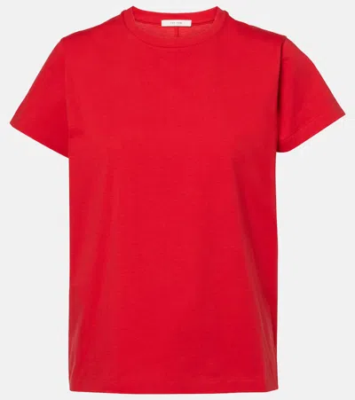 The Row Florie Short-sleeve Cotton Top In Red