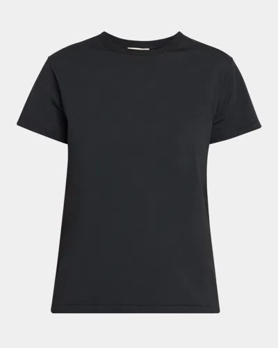 The Row Florie Short-sleeve Cotton Top In Black