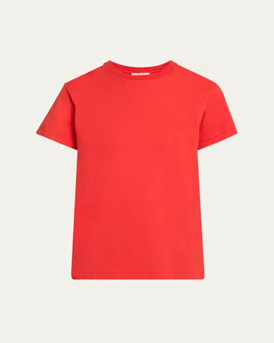 The Row Florie T-shirt With Red Center Detail In Rojo