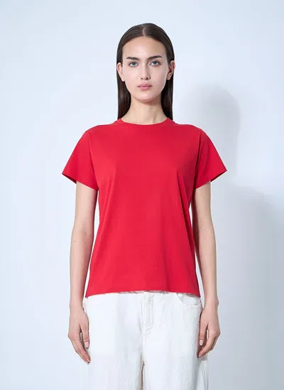 The Row Florie T-shirt With Red Center Detail In Rojo