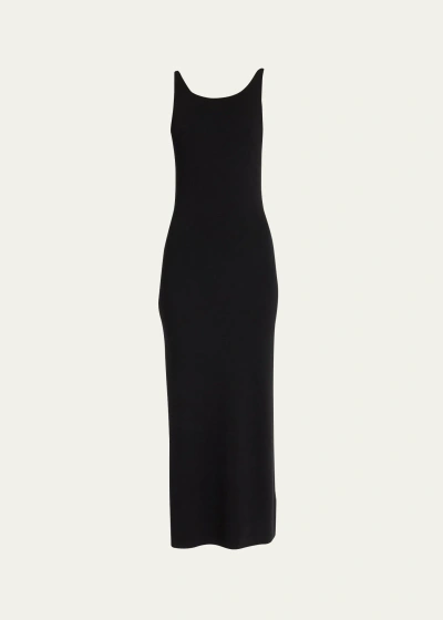 The Row Florio Tank Wool-blend Maxi Dress In Black