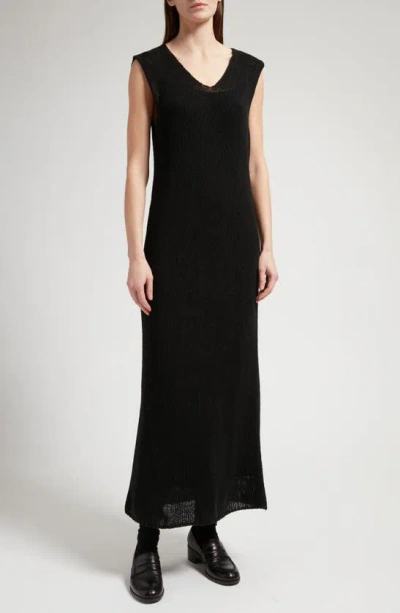 The Row Folosa Sleeveless Mulberry Silk Maxi Sweater Dress In Black