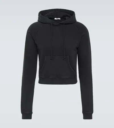 The Row Frances Cotton-blend Jersey Hoodie In Black