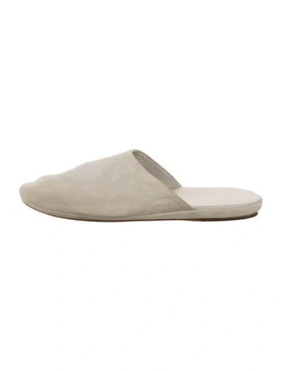 Pre-owned The Row Franco Suede Mules In Neutrals
