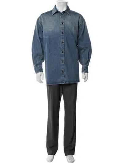 Pre-owned The Row Frannie Shirt Colorblock Pattern Dress Shirt In Blue
