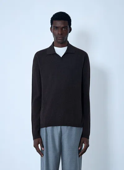 The Row Franz Cashmere Polo Sweater In Black