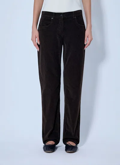 The Row Frava Cotton-corduroy Mid-rise Straight-leg Pants In Brown