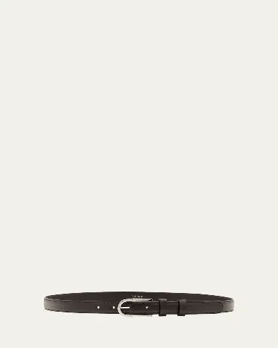 The Row Freya Leather Belt In Dark Brown Pld