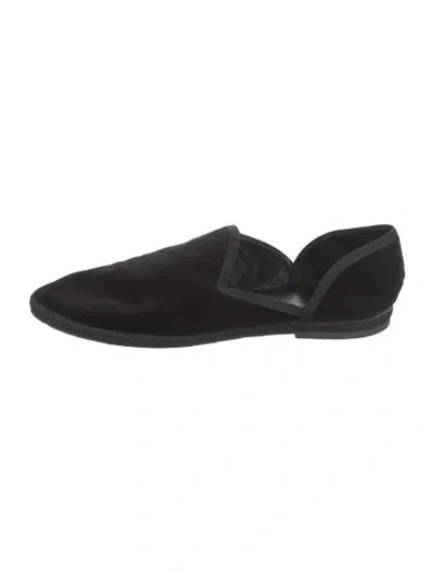 Pre-owned The Row Friulane D'orsay Velvet D'orsay Velvet Mules In Black