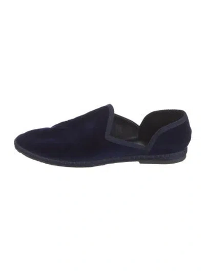 Pre-owned The Row Friulane D'orsay Velvet D'orsay Velvet Slippers In Blue