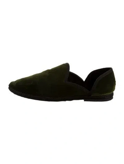 Pre-owned The Row Friulane Velvet D'orsay Flats In Green
