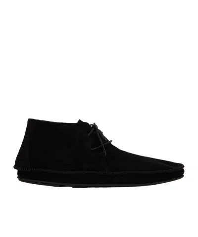 The Row Front Laced Derby Shoes In Black