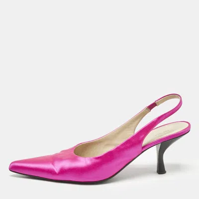 Pre-owned The Row Fuchsia Pink Satin Pointed Toe Slingback Pumps Size 40