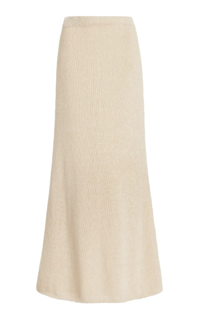 The Row Fumaia Knit Silk Maxi Skirt In Neutral