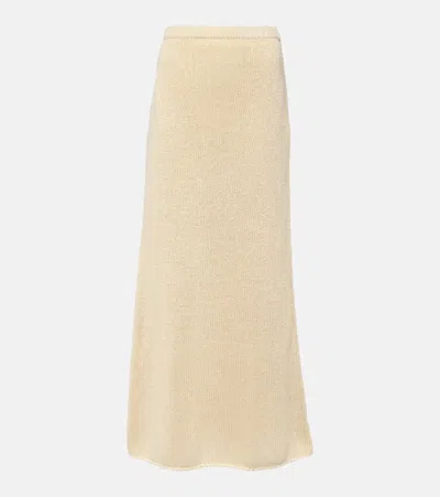 The Row Cashmere Silk Blended Long Skirt In Neutral