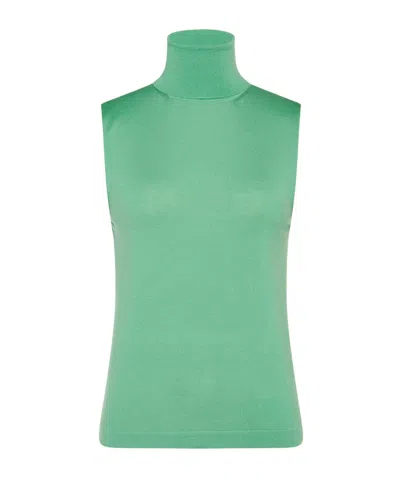 The Row Funnel Neck Cashmere Vest In Green