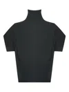 The Row Funnel-neck Short-sleeve Top In Black