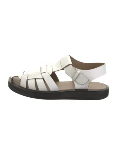 Pre-owned The Row Gaia 2 Leather Slingback Sandals In White