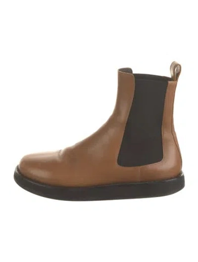 Pre-owned The Row Gaia Leather Chelsea Boots In Brown