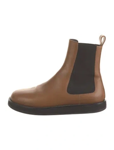 Pre-owned The Row Gaia Leather Chelsea Boots In Brown
