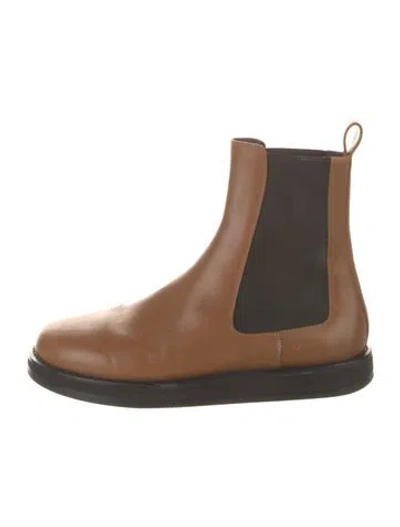 Pre-owned The Row Gaia Leather Chelsea Boots In Brown