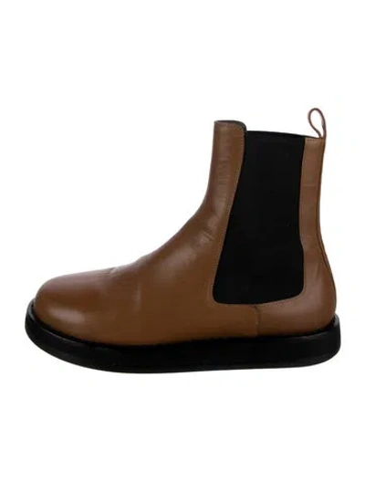 Pre-owned The Row Gaia Leather Chelsea Boots In Brown