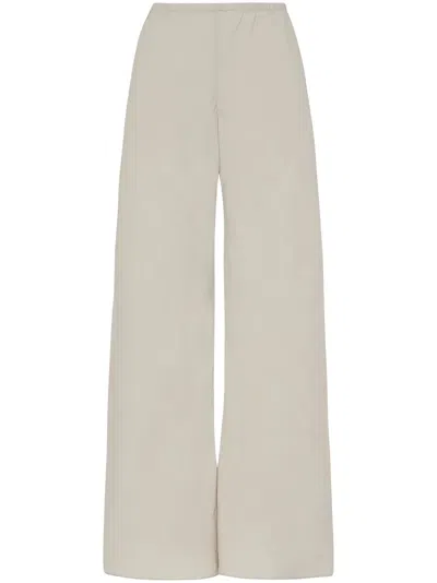 The Row Gala Silk-linen Straight-leg Pants In Pearl Grey