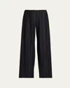 The Row Gala Pleated Wide Leg Wool Pants In Black